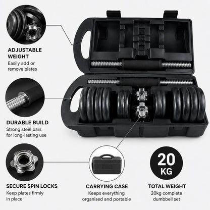 Pulse USA 20kg Adjustable Dumbbells