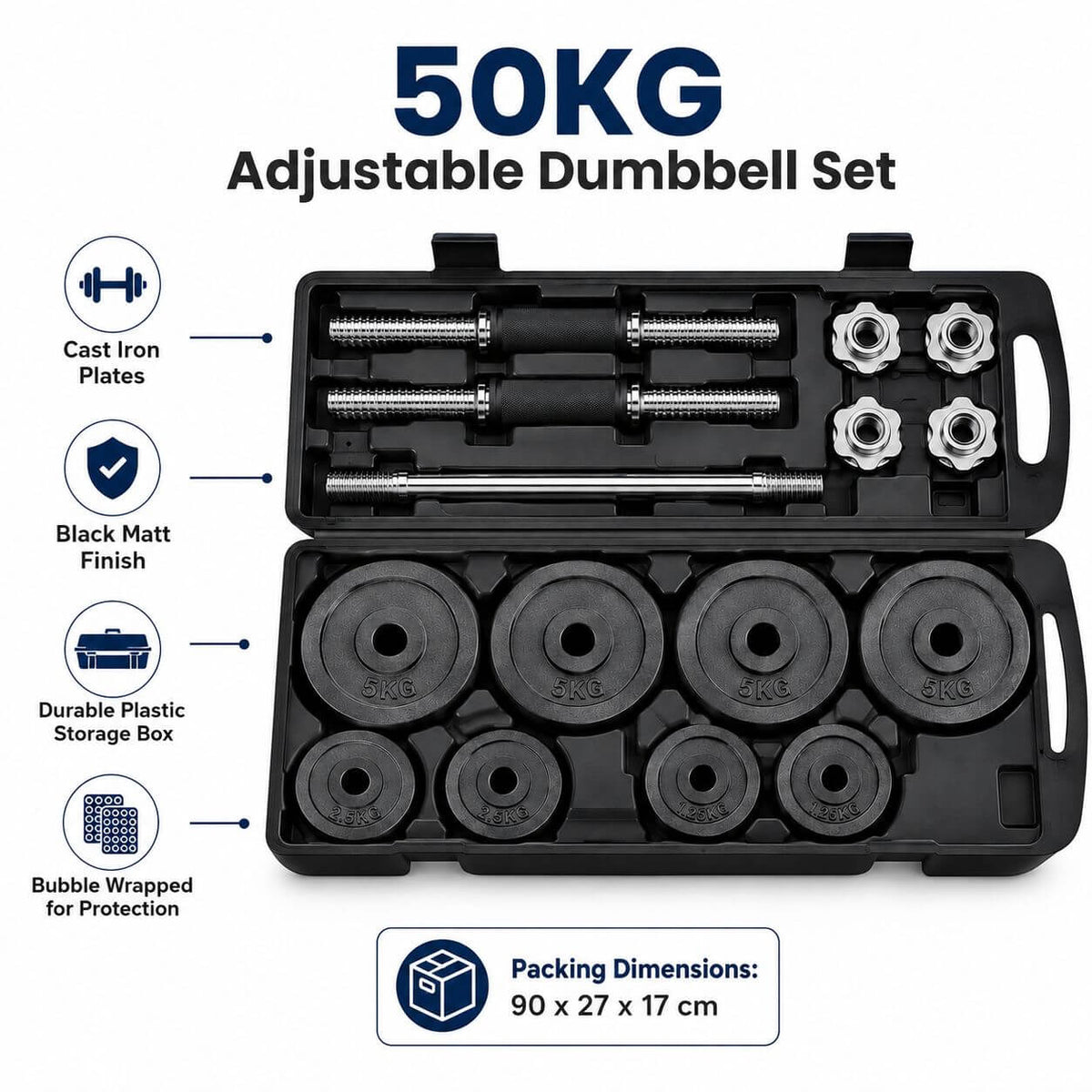 Pulse USA 50kg Adjustable Dumbbells