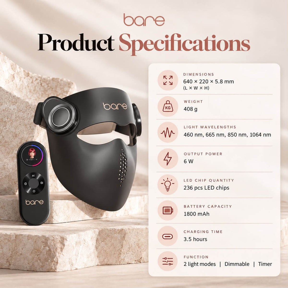 Bare Lumina PRO™ Laser + LED Therapy Mask