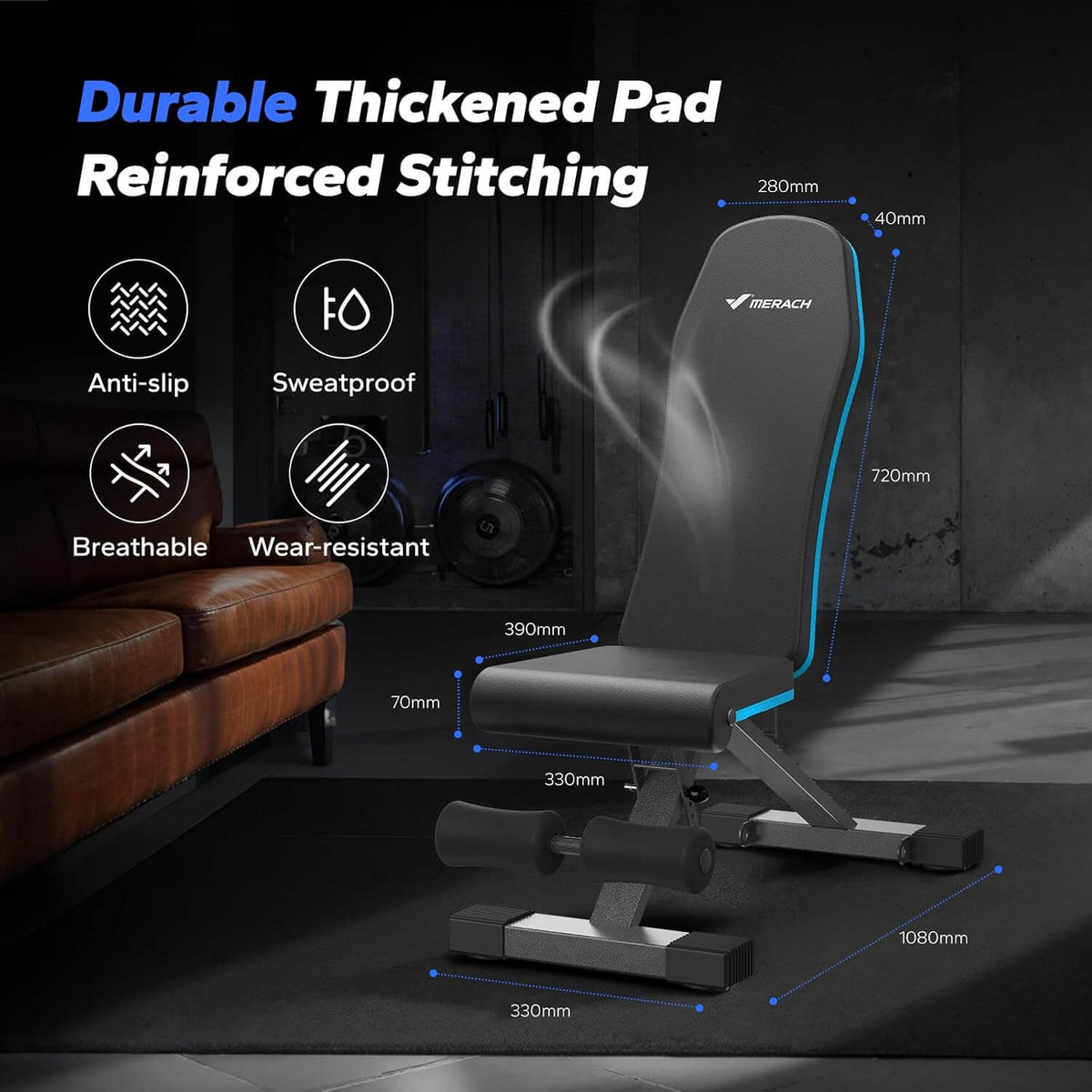 Merach Foldable Adjustable Weight Bench